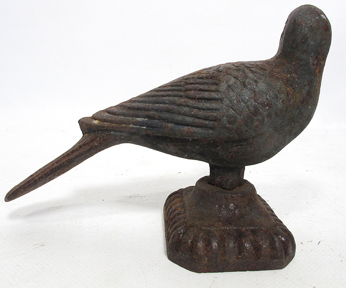 Antique Architectural Cast Iron Bird Door Stop Figural Pigeon Fence
