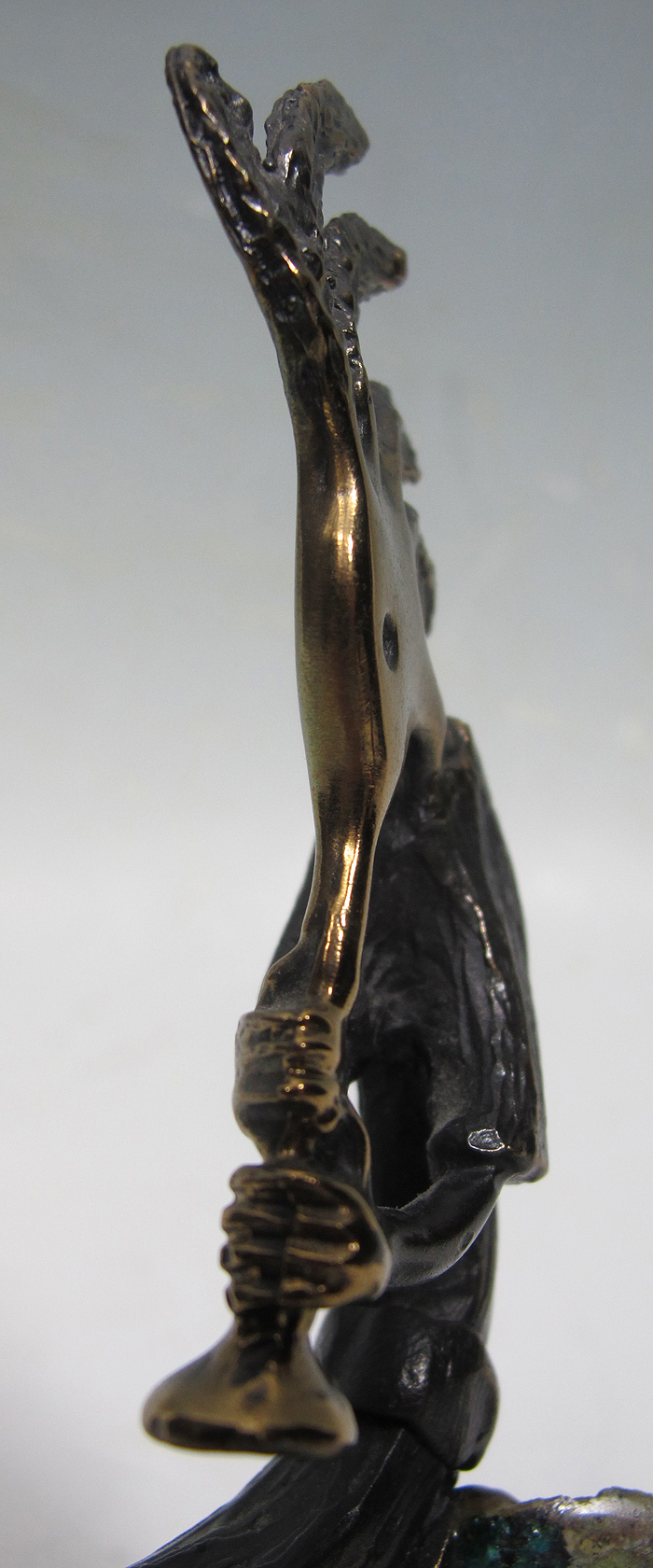 Vintage Signed Brass and Stone Kokopelli Kachina Figurine Statue